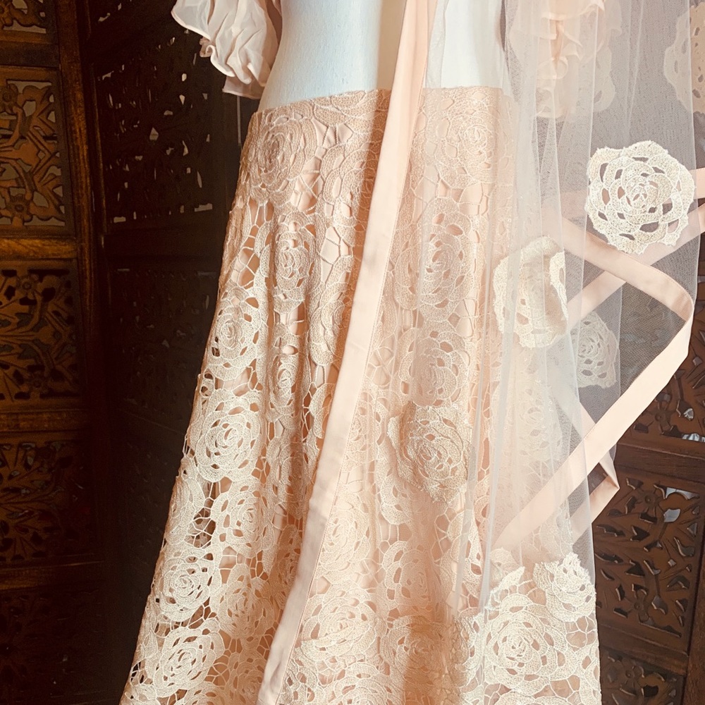 Pink sequins floral lace lehenga lehnga - Picture 4 of 12